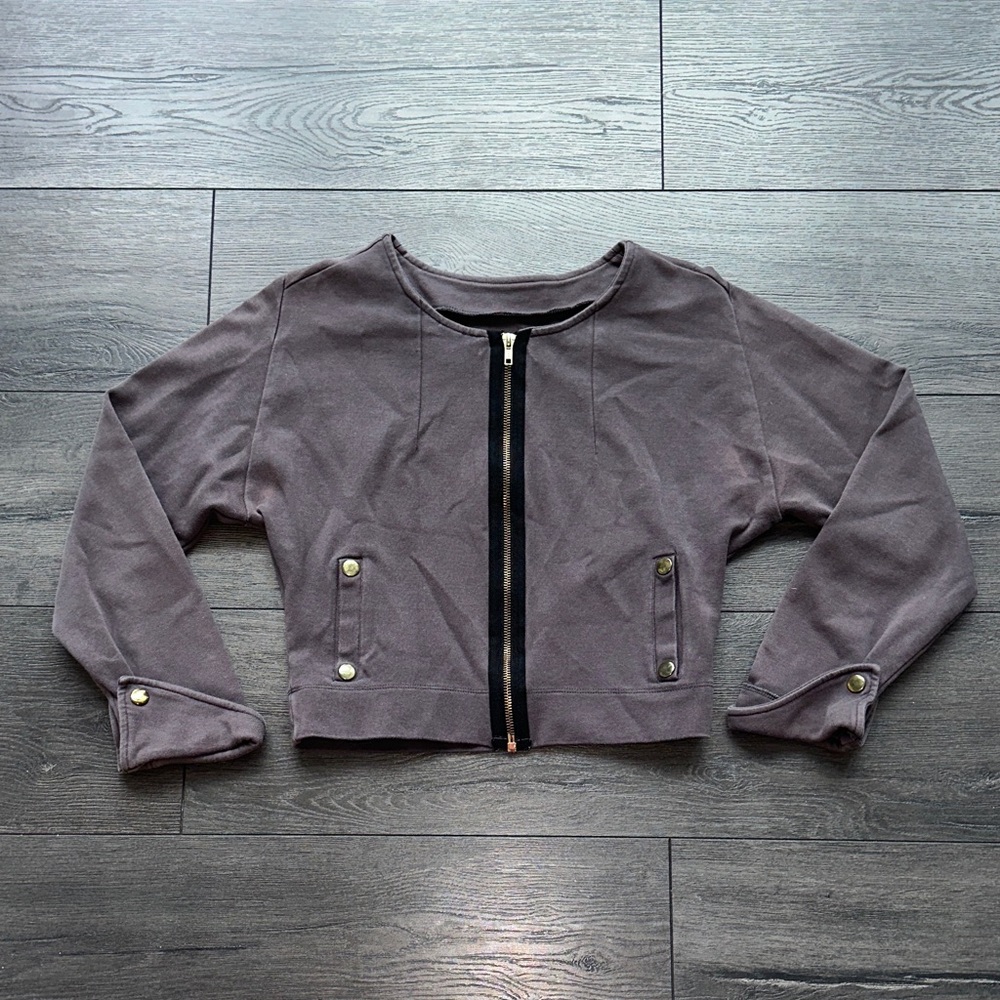 Women's Gray Cropped Jacket